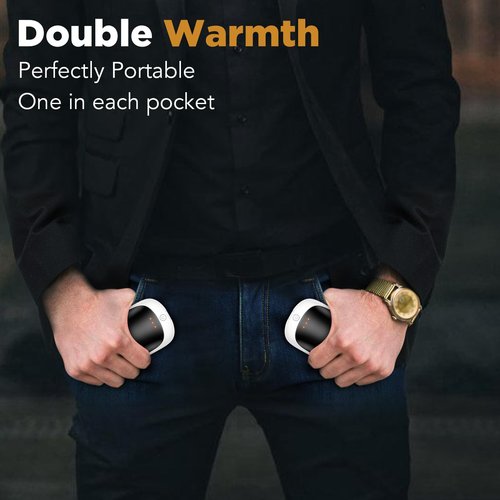 Lerat 2 Pack Hand Warmers Rechargeable, Portable Electric Hand Warmers Reusable, USB 2 in 1 Handwarmers, Outdoor/Indoor/Warm Gifts for Men Women Kids (White Black&White Black*2)
