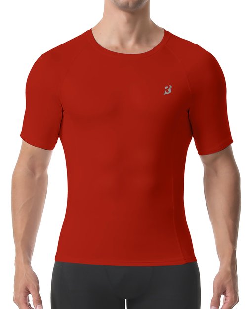 Roadbox Mens Compression Shirt Short Sleeve, 3 Pack Cool Dry Workout Base Layer Undershirts, Athletic T-Shirt for Gym Sports