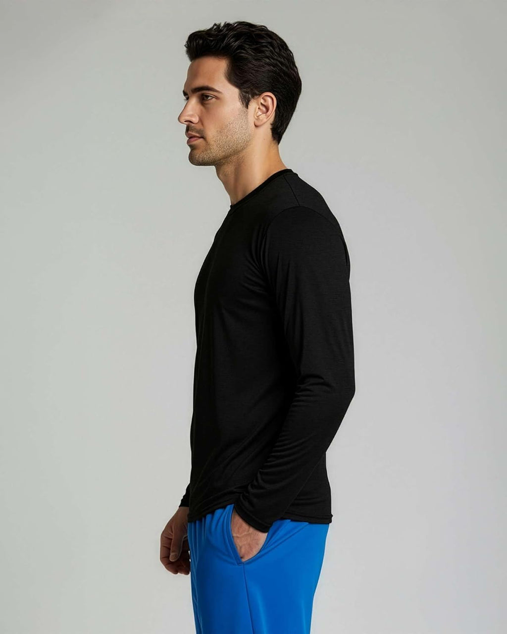 Real Essentials Men's Long Sleeve Dry Fit T-Shirts - UPF 50 Wicking Workout & Hiking Tees | 4 Pack