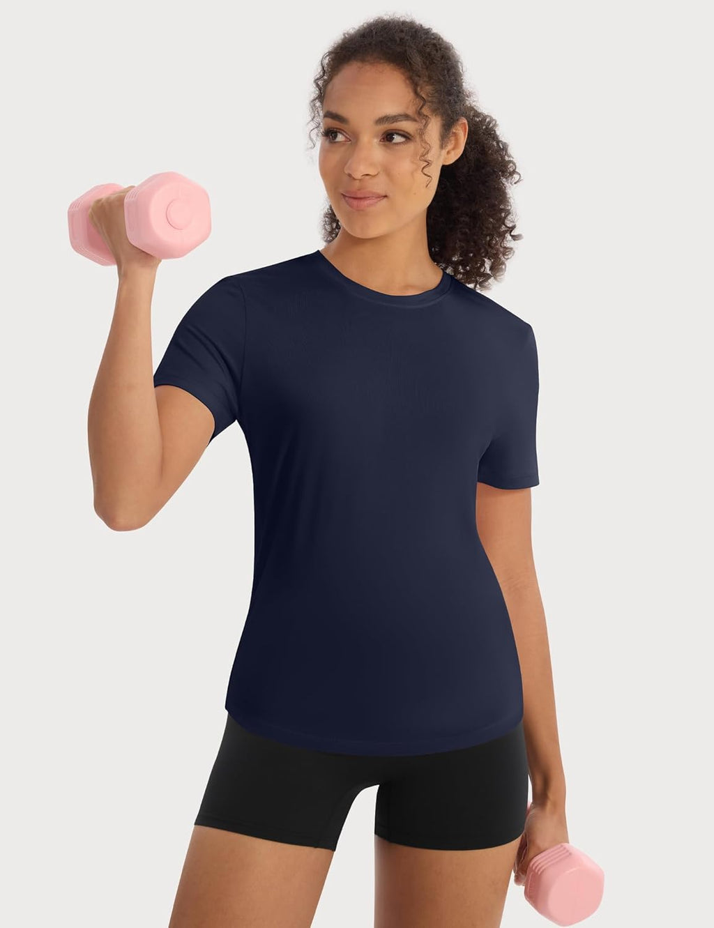 Skiennix 5-Pack Women's Workout Tops - Crew Neck Dry Fit Short Sleeve Athletic T-Shirts for Gym & Yoga