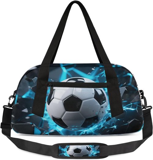 Exploding Soccer Duffel Bag for Kids Overnighter Small Duffle Bags for Boys & Girls, Sleepovers and Travel Duffel Bag for Kids, Carry-On Size & Ideal for School Practice or Sport Gym Bags