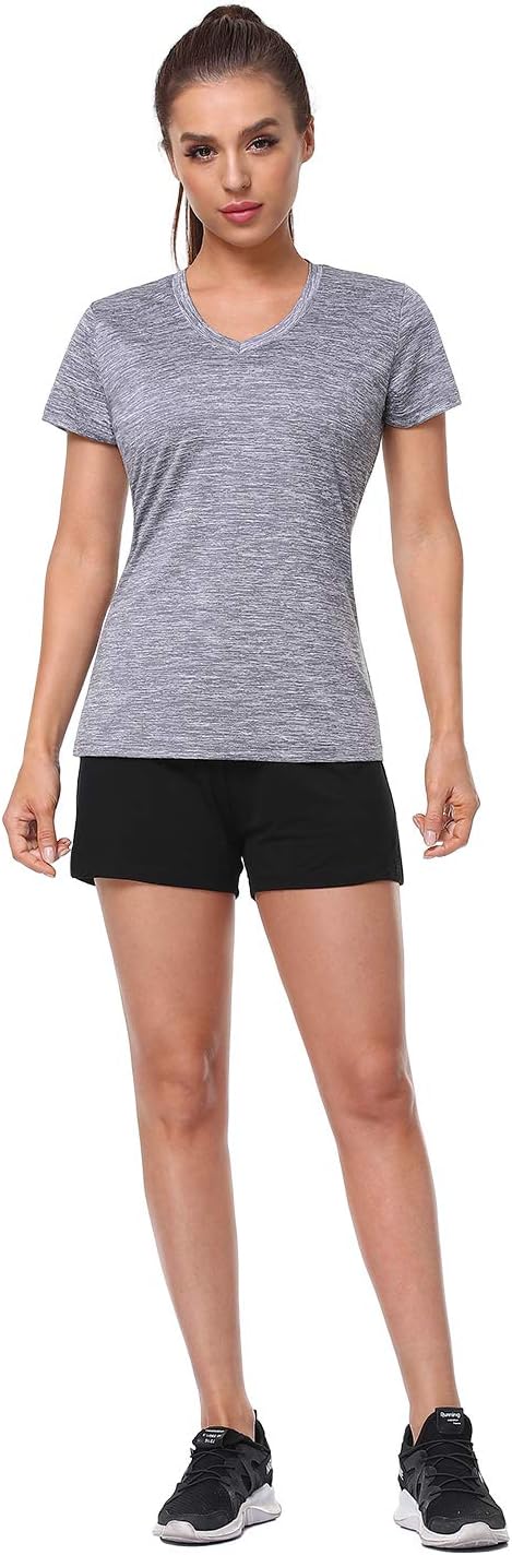 Xelky Women's Dry Fit V-Neck T-Shirt - Moisture-Wicking Athletic Activewear | 3-4 Pack