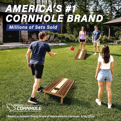 Walnut Cornhole Boards Set - Regulation Size 4x2 ft Wooden Lawn Game