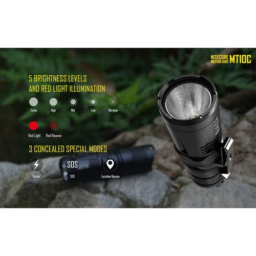 Nitecore MT10C 920 Lumen Multitask Tactical Flashlight with Red Light, LumenTac Organizer