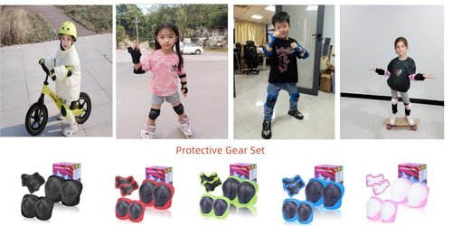 Kids Protective Gear Set SHENMOREN Knee Pads for Kids 3-10 Years Toddler Knee and Elbow Pads with Wrist Guards 3 in 1 for Skating Cycling Bike Rollerblading Scooter (Blue)