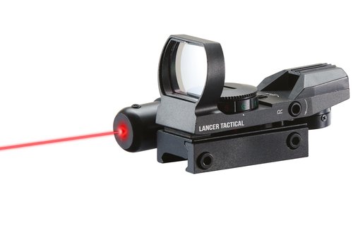 Lancer Tactical 1X22X33 Reflex Sight Red Dot Sight Red Green 4 Reticle Optics with Red Laser for 20mm Rail