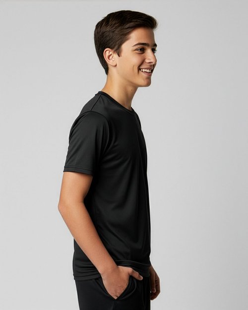 Real Essentials 5 Pack: Boys' Mesh Short Sleeve Athletic T-Shirt - Youth Kids Teens Active Basketball Tops -Set 1,Small 6-7