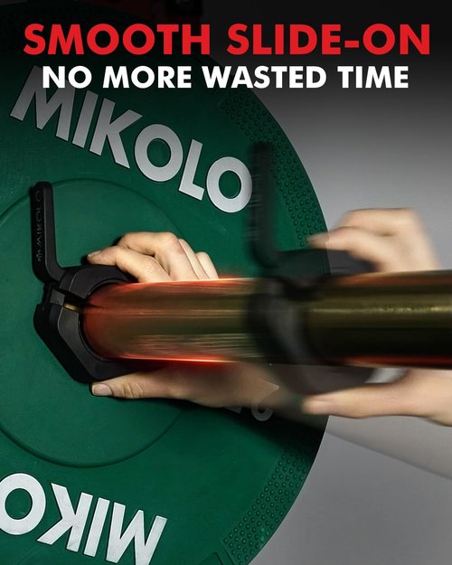 Mikolo Barbell Clamps - 2-Inch Olympic Clips with Anti-Slip TPR Lining & Quick Release for Gym Use