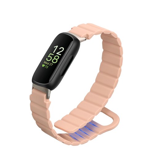 kwmobile Strap Compatible with Fitbit Inspire 3 - Silicone Magnetic Closure - 5.5-8.7 inches (14-22 cm) - Dusty Pink