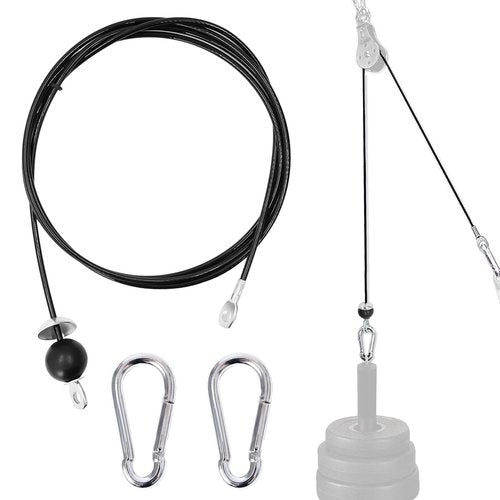 Favuit Fitness Pulley Cable, Gym Replacement Cable, Heavy Duty Steel Wire Rope, Black, 98IN