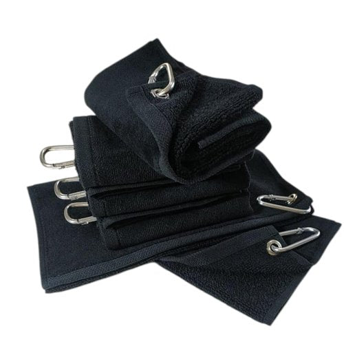 Towland 11''X18''%100 Turkish Cotton Tery Velour Golf Towels,Corner Grommet (3, Black)