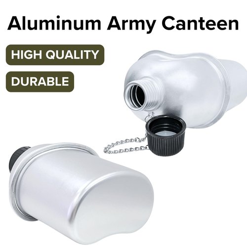 BeGrit Military Canteen Army Canteen WWII US G.I. Style Canteen Kit with Aluminum Cup Stove Stainless Steel Spoon Fork for Hiking Backpacking Camping