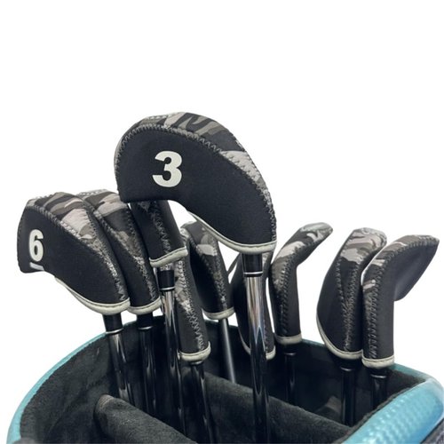Mykepoda 10pcs/Set Premium Thick Neoprene Golf Iron Club Head Covers with Transparent Window One-Side Number Print RH Golf Iron Cover #3-9,A,Pw,Sw