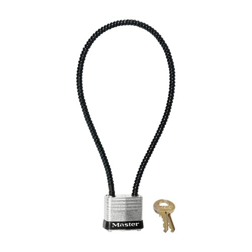 Master Lock 107DSPT Keyed Gun Lock Padlocks, 14 in cable, Steel with 1-1/8" Wide Padlock