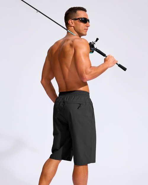 G Gradual Men's Board Shorts - Quick Dry Swim Trunks with 3 Zipper Pockets | 11" Beach Swimwear
