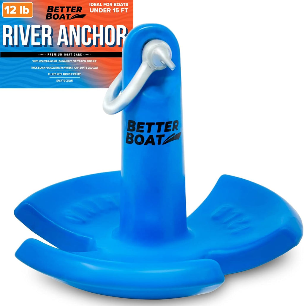 Better Boat 12 lb River Anchor - Vinyl Coated Cast Iron Mushroom Anchor for Boats Up to 15 Ft