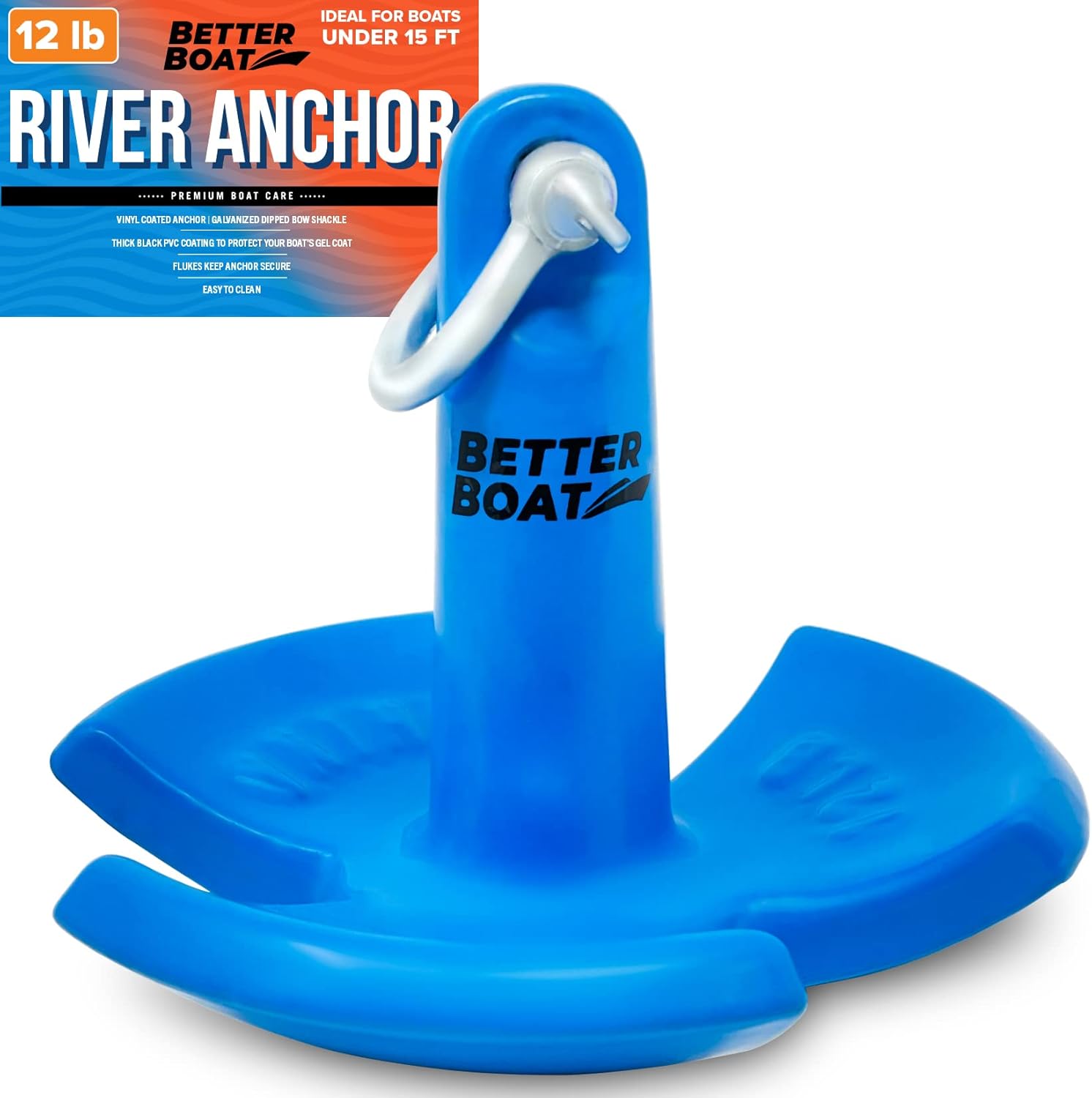 Better Boat 12 lb River Anchor - Vinyl Coated Cast Iron Mushroom Anchor for Boats Up to 15 Ft