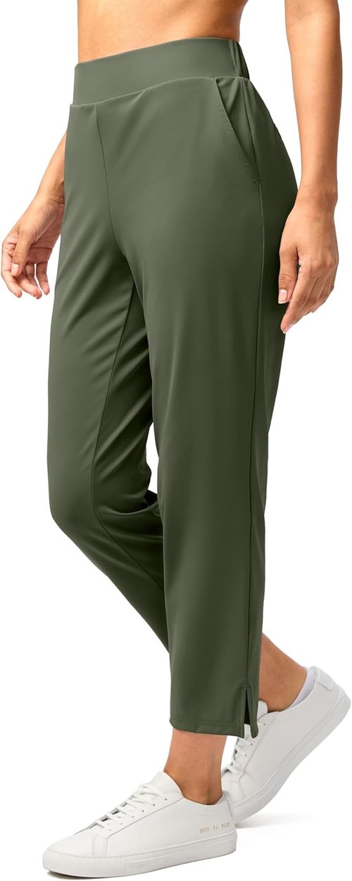 G Gradual Women's Petite Golf Pants - Stretchy Ankle 7/8 Style with 3 Pockets & Inner Drawstring