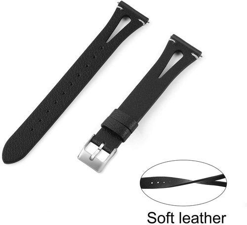Lamshaw Compatible with TRAUSI Smart Watches Bands, Quick Release Slim Vintage Leather Strap Replacement Compatible with TRAUSI TG08 1.83" HD Smart Watches (Black, 22mm size band)