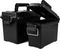 Volein 2-Pack Plastic Ammo Cans 30 & 50 Cal - Shotgun Rifle Pistol Gun Ammo Storage Box Tactical Military Army Holder, Black