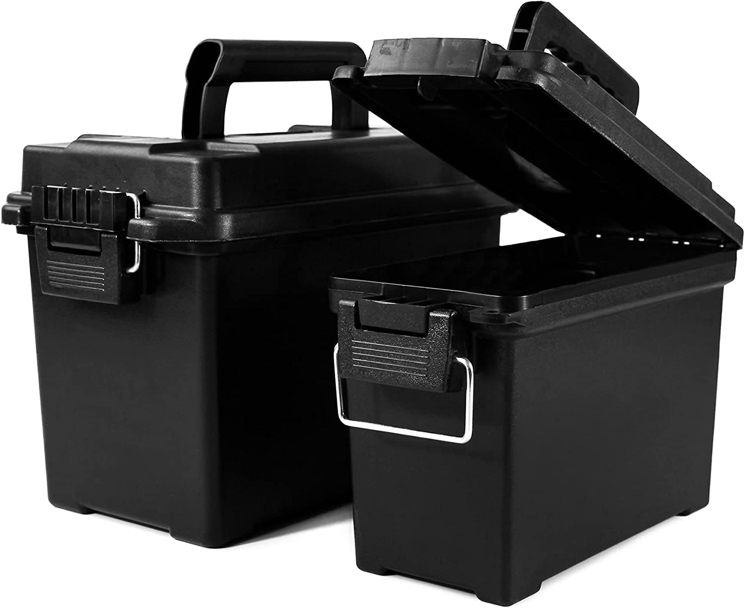 Volein 2-Pack Plastic Ammo Cans 30 & 50 Cal - Shotgun Rifle Pistol Gun Ammo Storage Box Tactical Military Army Holder, Black
