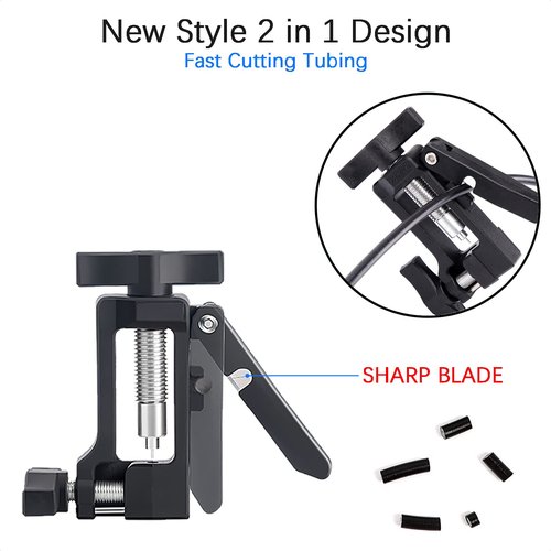 ALEOED 2 in 1 Upgraded Needle Driver Insertion Tool with Hydraulic Hose Cutter for Bike MTB Road Bicycle Olive Banjo Fitting Insert Install