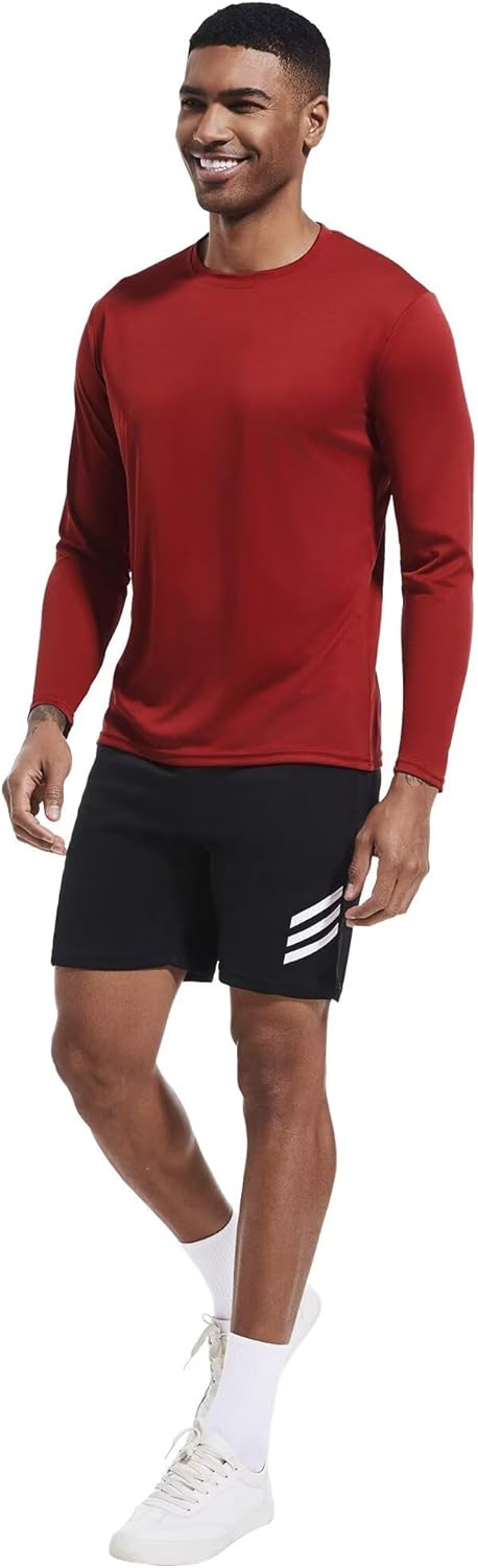 OYGSieg Long Sleeve Shirts for Men - Moisture-Wicking UPF SPF Sun Protection | 6 Pack Casual Tees