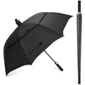 G4Free 62 Inch Umbrella with Telescopic Sleeve Waterproof Large Golf Windproof Rain Umbrellas Non-Drip Oversize Stick Umbrella Heavy Duty Men Transparent Cover（Black）