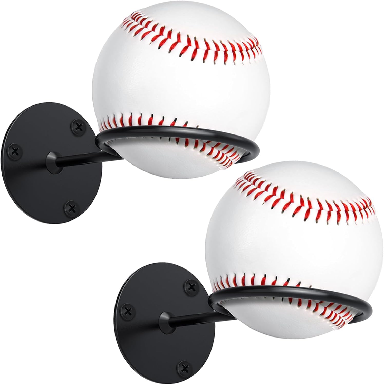 Threan Baseball Display Holder - Heavy Duty Metal Softball Wall Mount Rack for Office & Man Cave (Black)