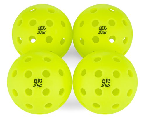 Big Dill Pickleball Superstar Pickle Ball Paddle Set of 4 Wooden Paddles — Pack of 4 Pickleball Paddles Set, 4 Pickleball Balls & Bag for Pickle Ball Rackets, Beginner Pickleball Racket Sets