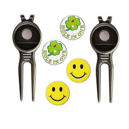 GOLTERS Golf Divot Repair Tool with Ball Marker, A Unique and Multi-Functional Golf Accessory, Nickel (Black 3)