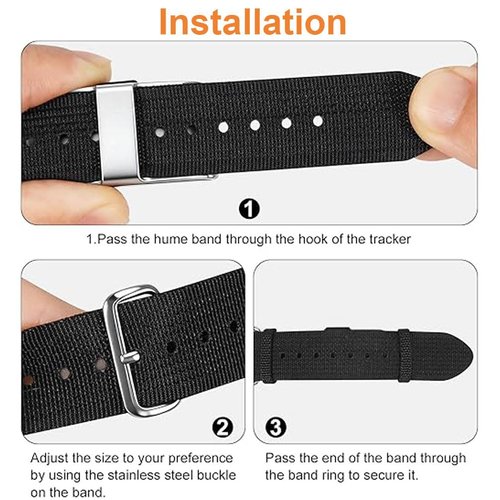 YOFUNTLE Nylon Replacement Compatible for Hume Band, Women Men Soft Breathable Nylon Strap Adjustable Wristband for Hume Health Band Fitness Tracker (Black)