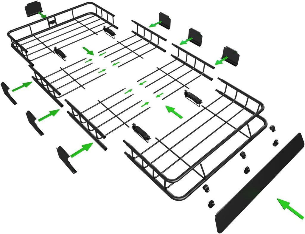 WEIZE Roof Rack Carrier Basket - Large 64" x 39" x 5" with Waterproof Bag & Cargo Net | Ideal for SUVs & Trucks