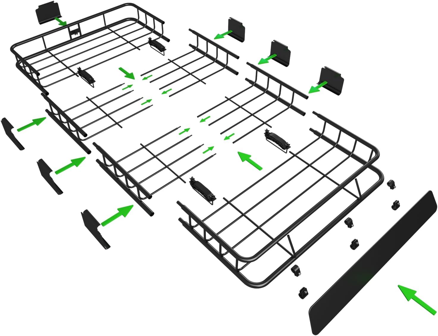 WEIZE Roof Rack Carrier Basket - Large 64" x 39" x 5" with Waterproof Bag & Cargo Net | Ideal for SUVs & Trucks