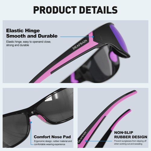 DEAFRAIN Polarized Sports Sunglasses - UV Protection for Men & Women | Ideal for Driving, Fishing, Cycling, Running
