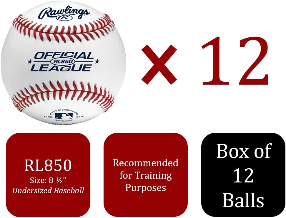 Rawlings Official League Practice Baseballs - Undersized 8.5" | 12 Count Pack