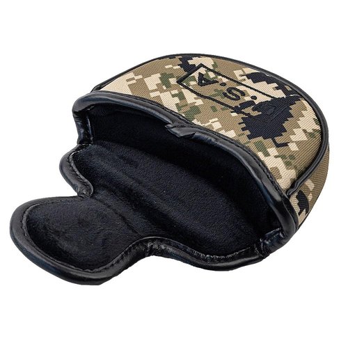 GOOACTION Patriotic Mallet Putter Head Cover - Waterproof PU Leather, Magnetic Closure, Camo & Flag Design, Universal Fit Golf Protector