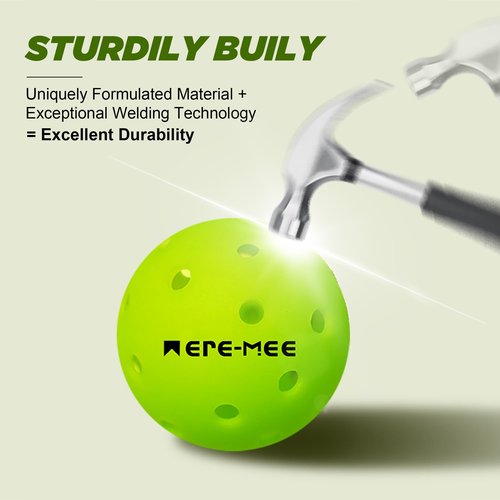 meremee Outdoor Pickleballs, 12 Pack 40 Holes Pickleball Balls with Carrying Bag, Official Ball of High Visibility, Bounce, Durable Pickleball Set