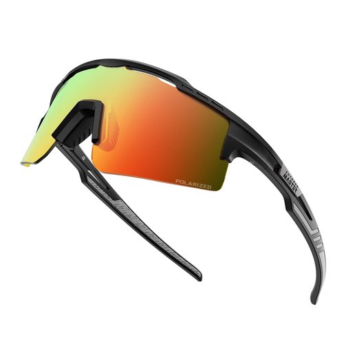 OutdoorMaster Hawk II Polarized Sports Sunglasses for Men Women, TAC UV400 Protection TR90 Frame Cycling Sunglasses, Baseball Running Fishing Golf, REVO Red Cat.3