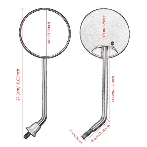 Motorcycle Side Mirror Round 10 mm Black Handlebar Mirror for Motorcycle Bicycle