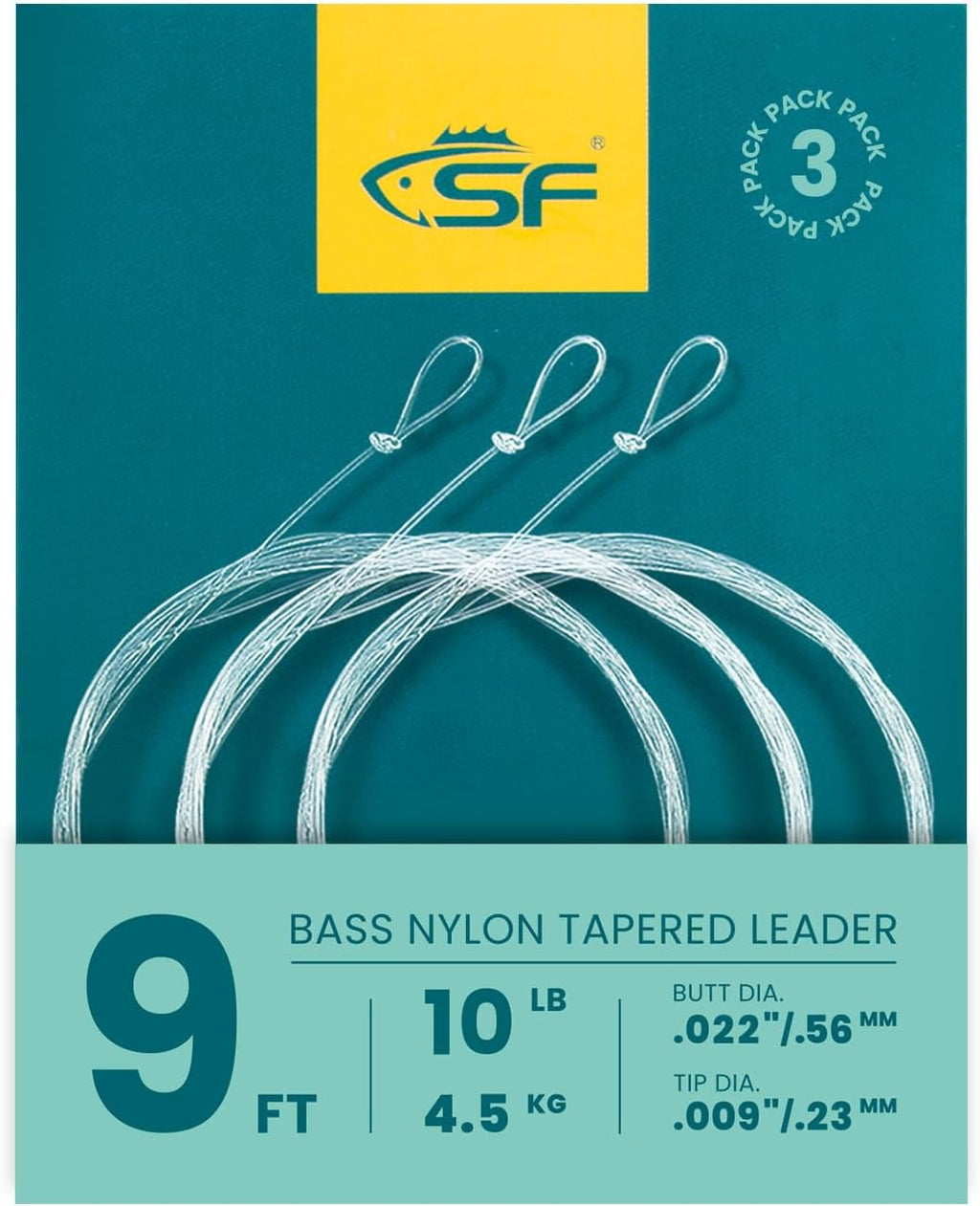 SF Pre-Tied Loop Fly Fishing Tapered Leader Nylon Clear Trout Freshwater Saltwater Bonefish Permit Bass Salmon Steelhead 7.5FT 9FT 10FT 12FT 15FT 0X 1X 2X 3X 4X 5X 6X 7X