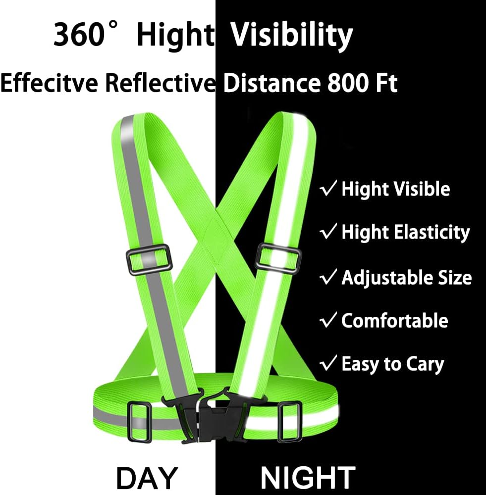 Skiennix High Visibility Reflective Vest - Adjustable Safety Gear for Running, Walking & Night Cycling