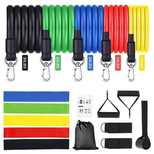 Resistance Bands for Exercise, EASYTAO 17PCS Resistance Bands, Latex Elastic Yoga Straps with Handles, Carrying Bag, Ankle Straps and Anchor Accessory for Door Yoga