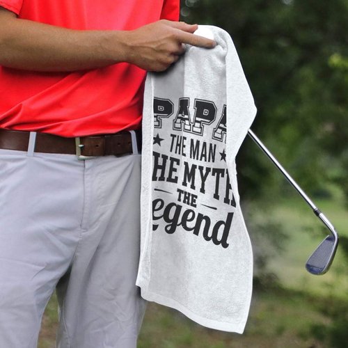 Style In Print Golf Towel Papa The Man Myth Legend Dad A Cotton Bag Accessories White