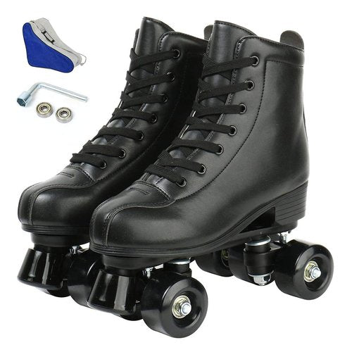 Silvertree Women's Roller Skates PU Leather High-top Roller Skates Four-Wheel Roller Skate Shiny Roller Skate for Women and Men Unisex