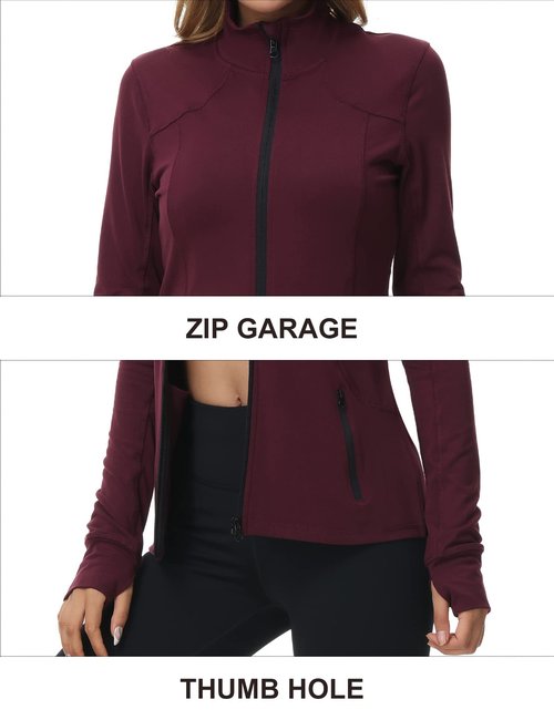 Dolcevida Womens Sports Jackets Zip Up Workout Yoga Jacket with Pockets