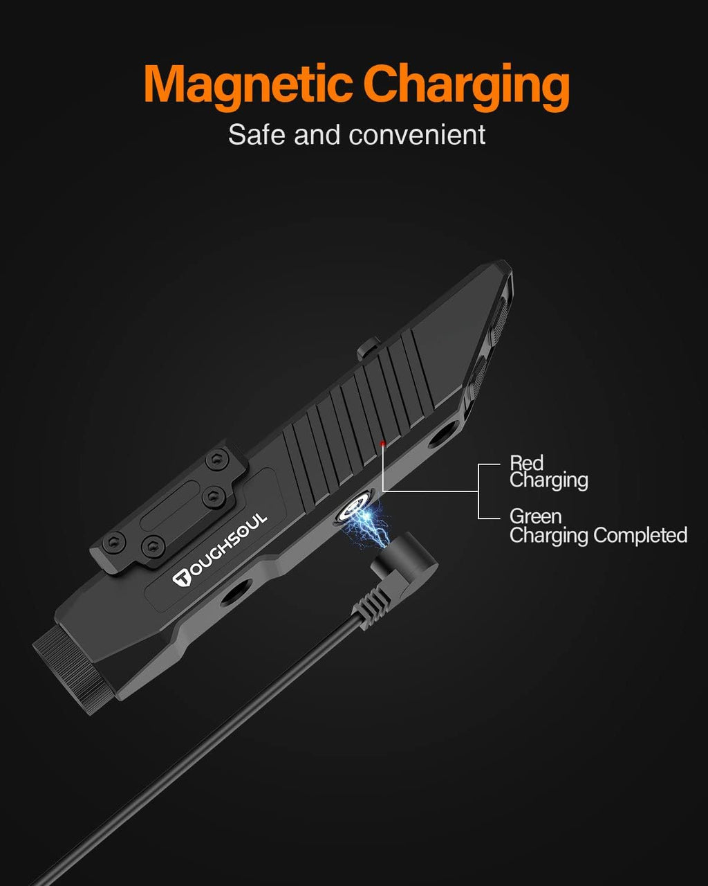 TOUGHSOUL Tactical Flashlight - 1450 Lumen Picatinny Rail & MLOK Mount with Strobe Function