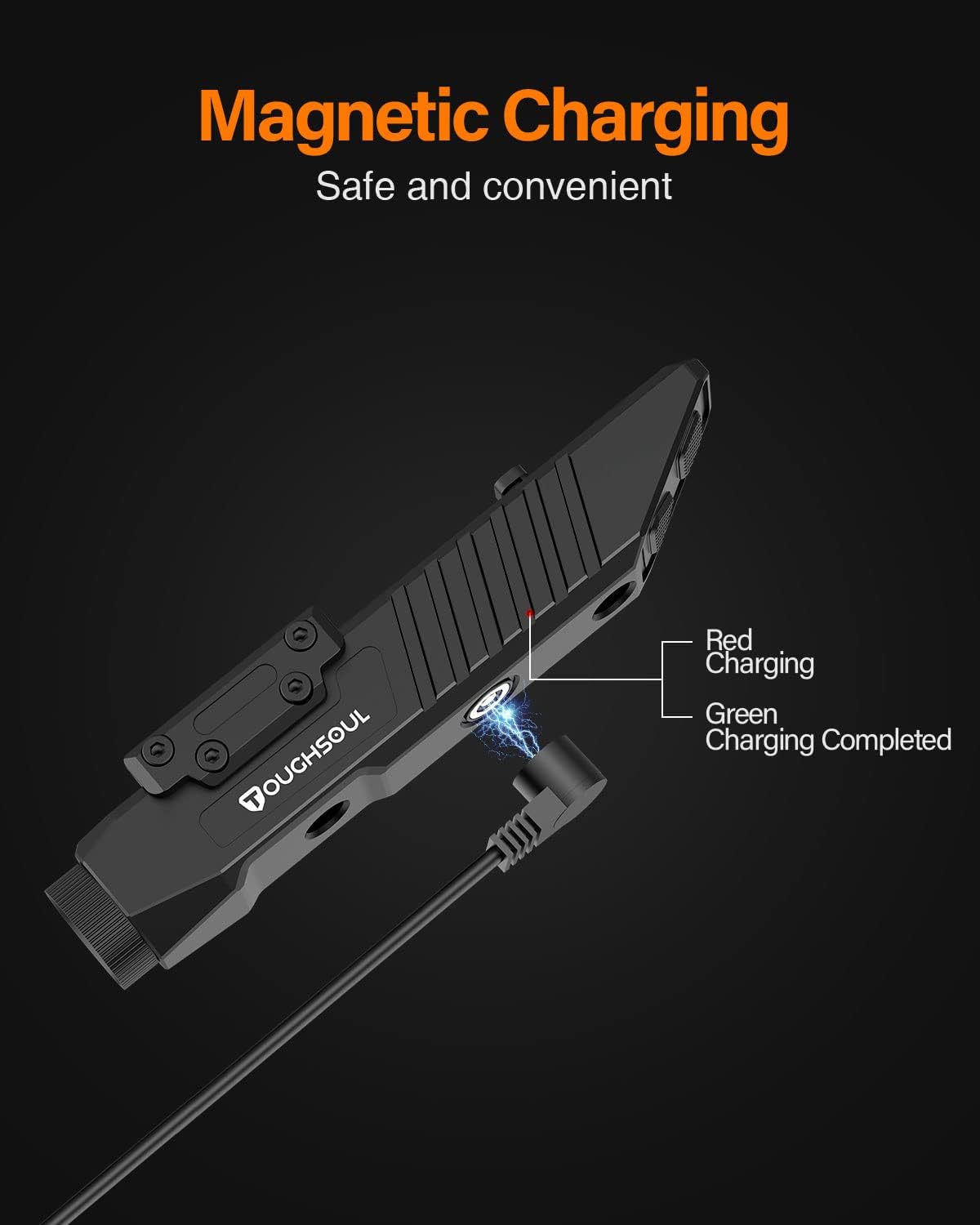 TOUGHSOUL Tactical Flashlight - 1450 Lumen Picatinny Rail & MLOK Mount with Strobe Function
