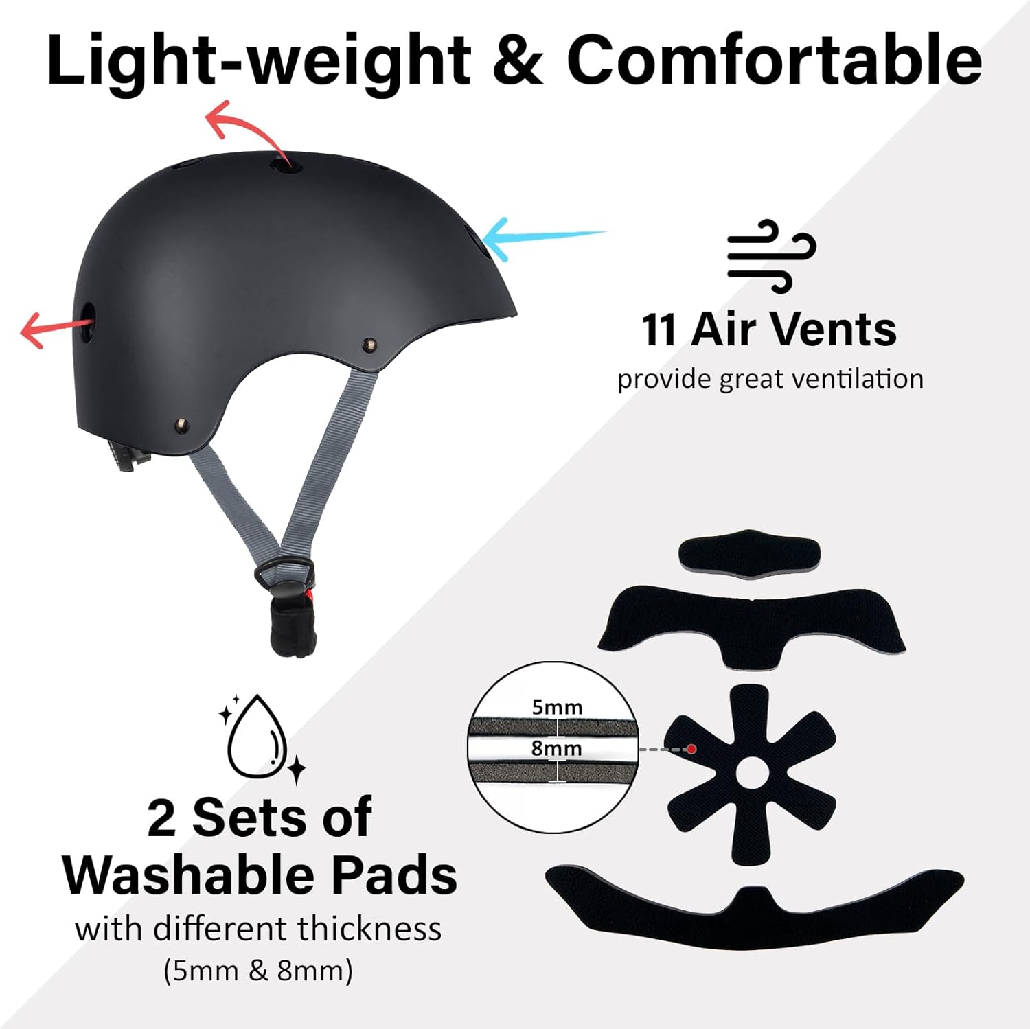Skiennix Lightweight Adjustable Multi-Sport Helmet - Perfect for Skateboarding, Biking & Scooters | 3 Sizes Available