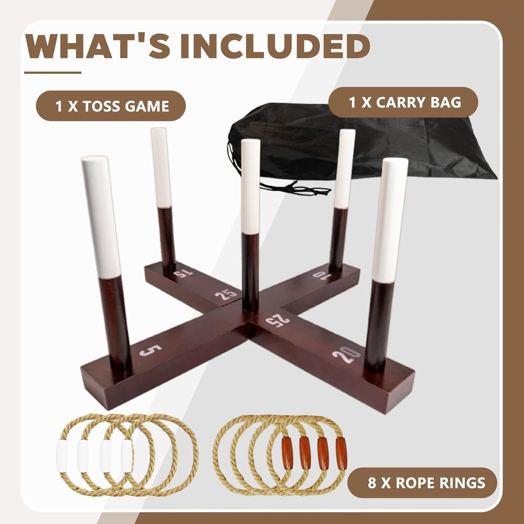 Skiennix Ring Toss Game - Fun Outdoor Yard Game for Family & Friends | Perfect for Backyard & Camping